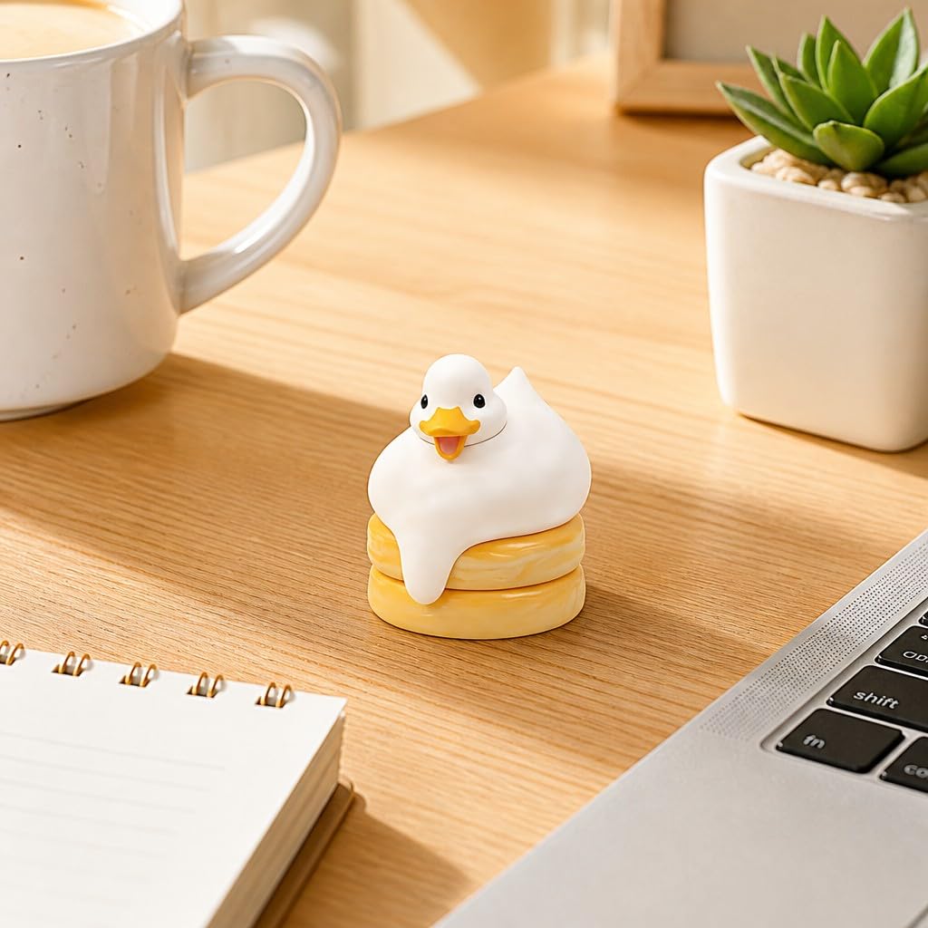 Cream Soda Duck Figurine – 2 inch Mini Collectible Dessert Animal, Cute Drink Decor for Desk, Shelf, Office, Kawaii Gift for Duck & Sweet Lovers