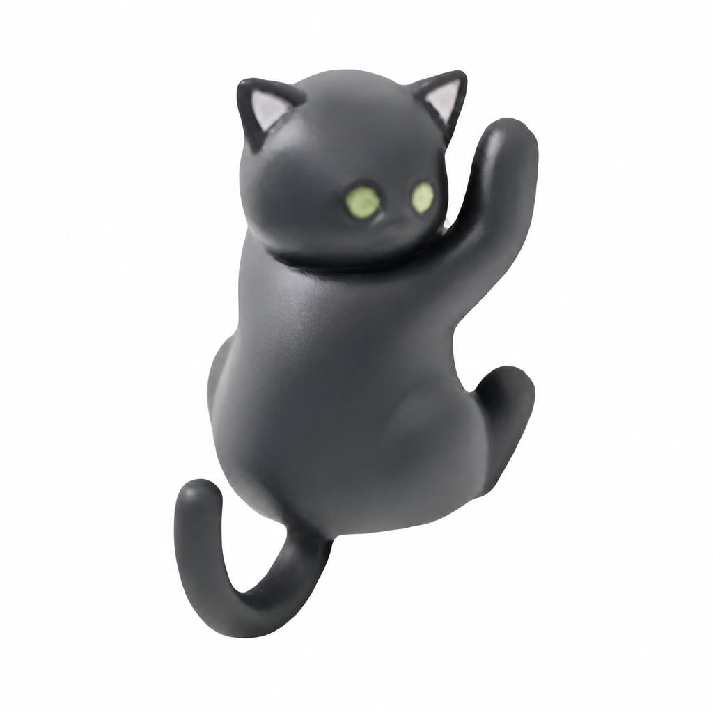 Cute Hanging Cat Figurine – Black Cat, Miniature Animal Figure for Home & Wall Decor, Kawaii Gift for Cat Lovers, Funny Home Office Decor