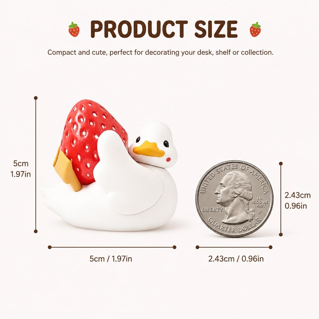 Cream Soda Duck Figurine – 2 inch Mini Collectible Dessert Animal, Cute Drink Decor for Desk, Shelf, Office, Kawaii Gift for Duck & Sweet Lovers