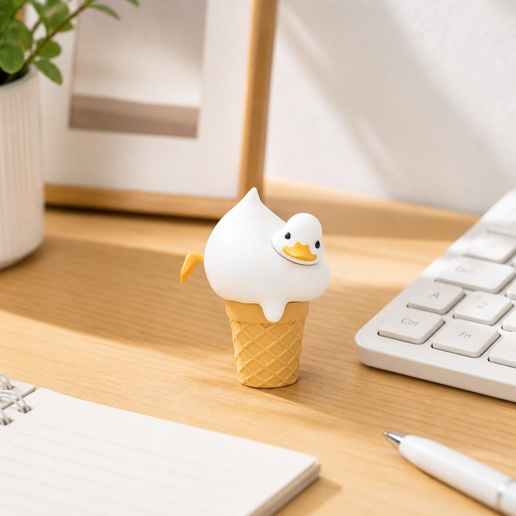 Cream Soda Duck Figurine – 2 inch Mini Collectible Dessert Animal, Cute Drink Decor for Desk, Shelf, Office, Kawaii Gift for Duck & Sweet Lovers