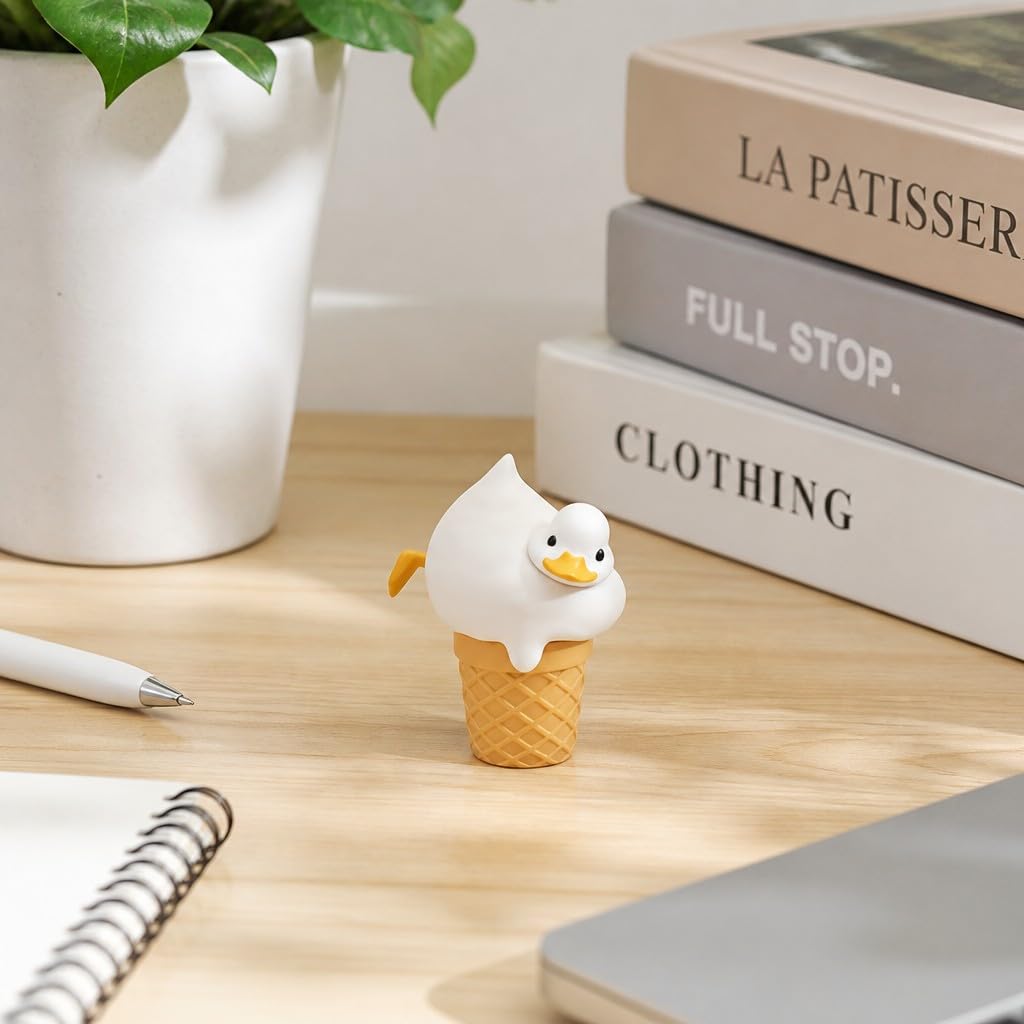 Cream Soda Duck Figurine – 2 inch Mini Collectible Dessert Animal, Cute Drink Decor for Desk, Shelf, Office, Kawaii Gift for Duck & Sweet Lovers