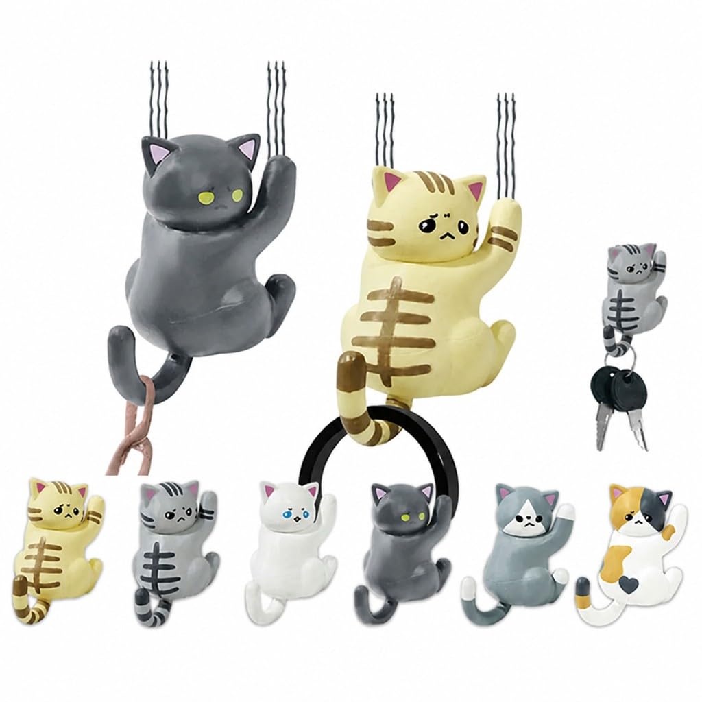 Cute Hanging Cat Figurine – Black Cat, Miniature Animal Figure for Home & Wall Decor, Kawaii Gift for Cat Lovers, Funny Home Office Decor