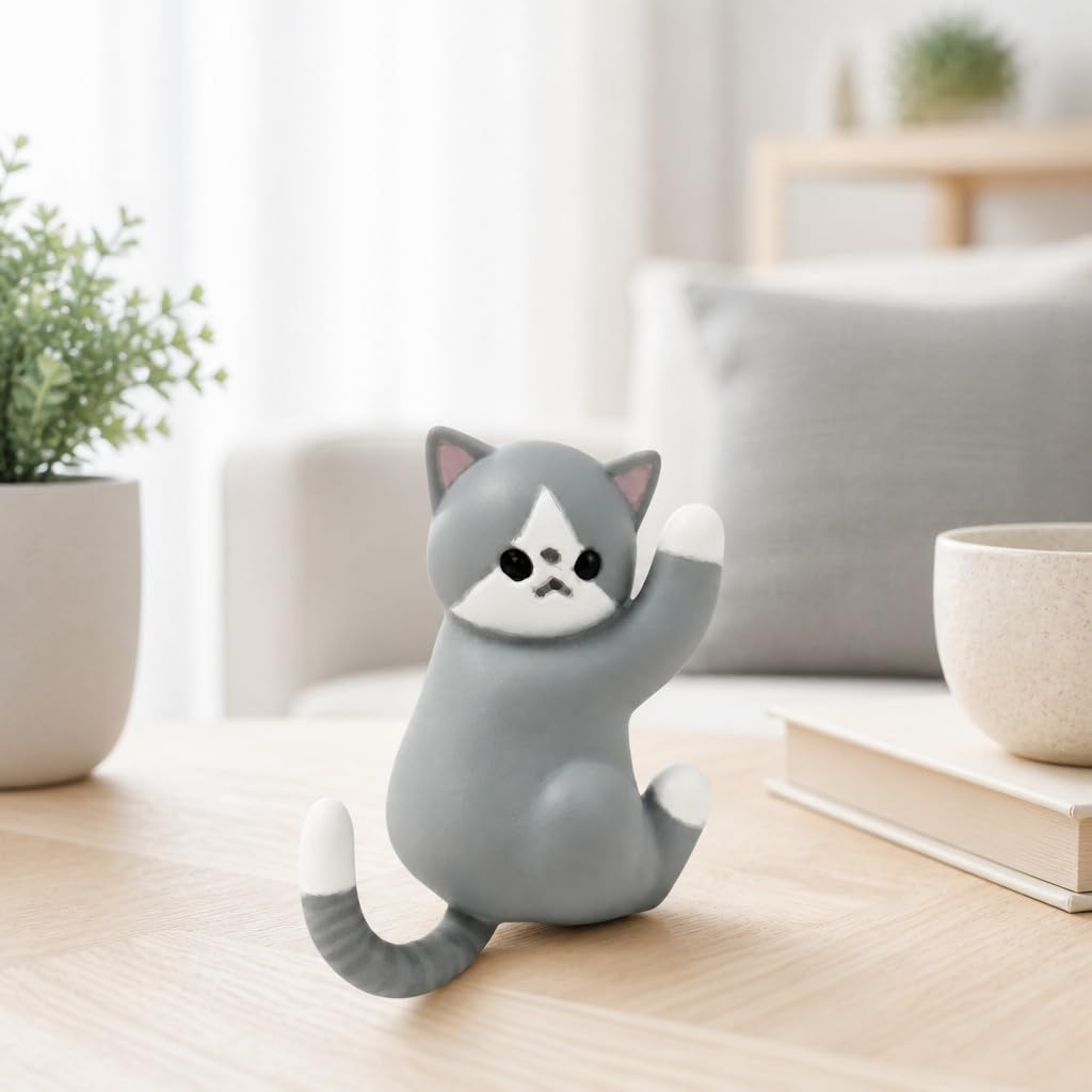 Cute Hanging Cat Figurine – Black Cat, Miniature Animal Figure for Home & Wall Decor, Kawaii Gift for Cat Lovers, Funny Home Office Decor