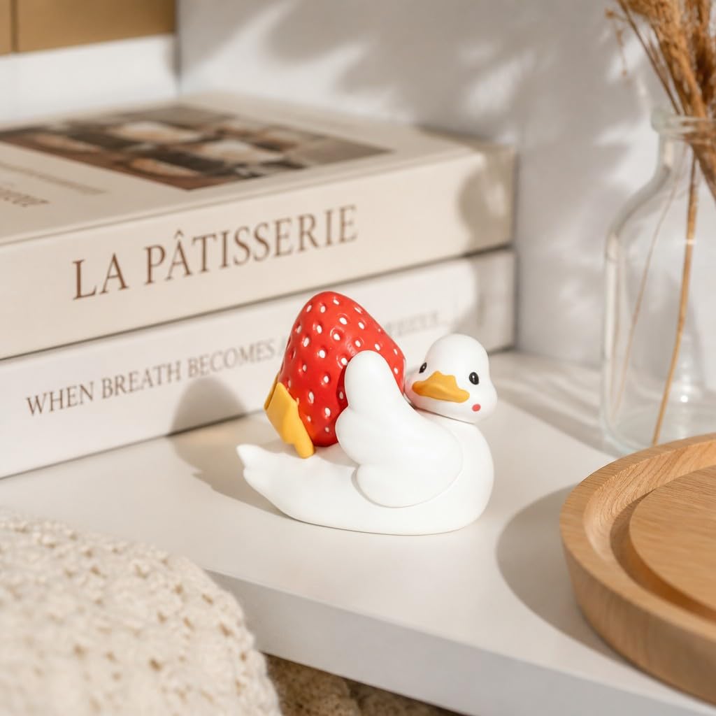 Cream Soda Duck Figurine – 2 inch Mini Collectible Dessert Animal, Cute Drink Decor for Desk, Shelf, Office, Kawaii Gift for Duck & Sweet Lovers