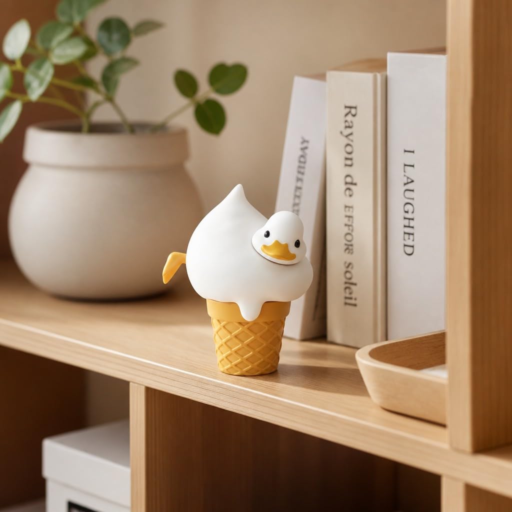 Cream Soda Duck Figurine – 2 inch Mini Collectible Dessert Animal, Cute Drink Decor for Desk, Shelf, Office, Kawaii Gift for Duck & Sweet Lovers