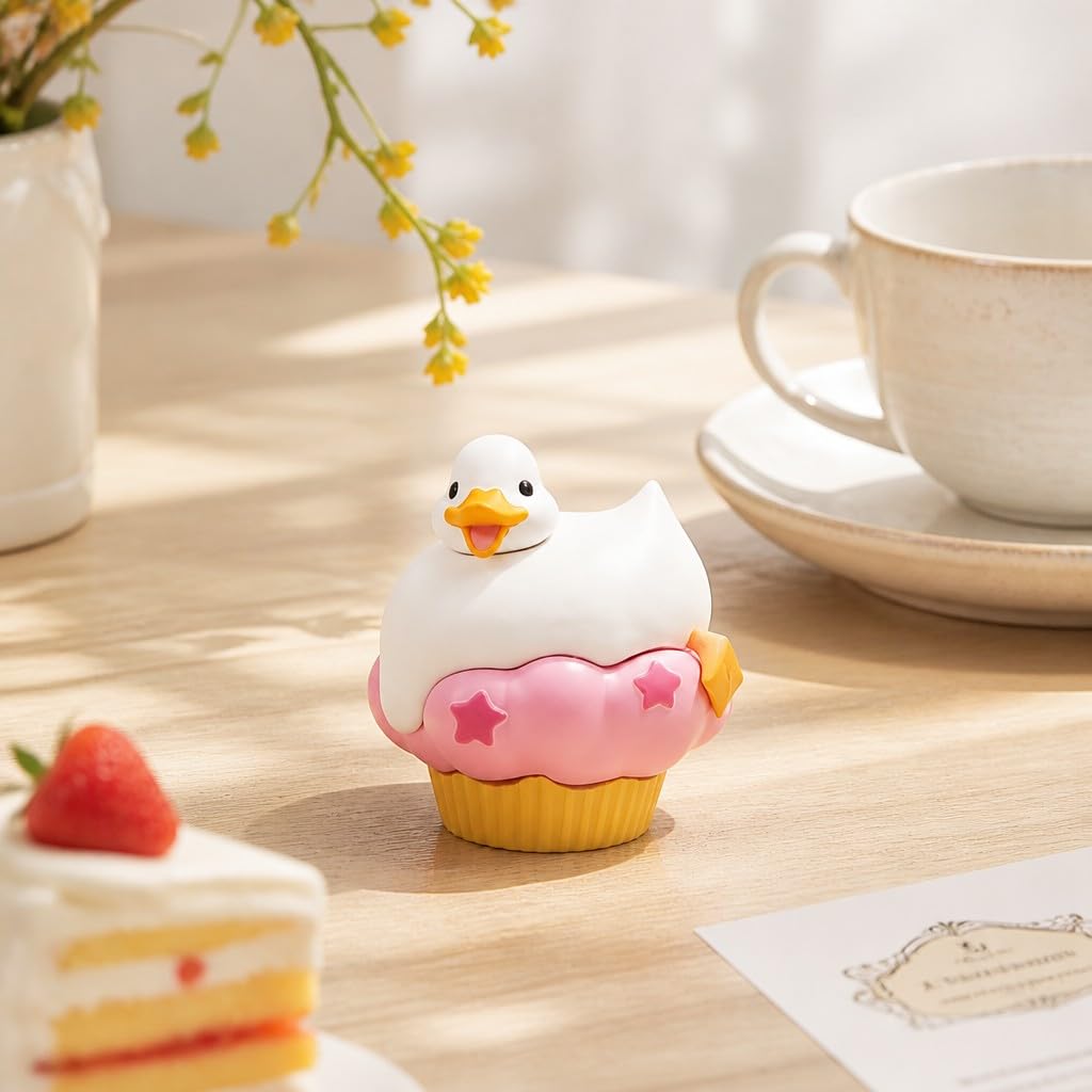 Cream Soda Duck Figurine – 2 inch Mini Collectible Dessert Animal, Cute Drink Decor for Desk, Shelf, Office, Kawaii Gift for Duck & Sweet Lovers