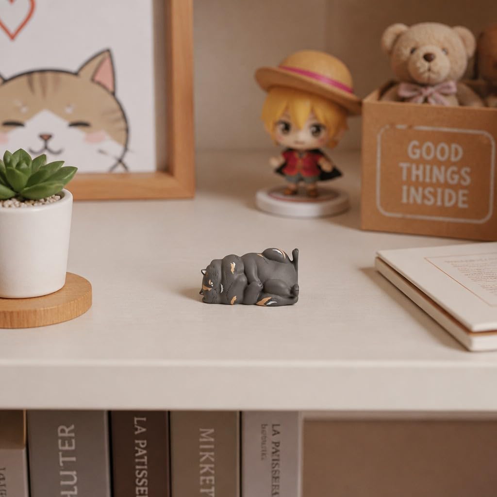 Cute Geometric Right-Angle Cat Figurine – Black Cat Figurine Set, Kawaii Corner Cat Style Collectible Mini Figures, Desk Decorative Ornaments, for Cat Lovers