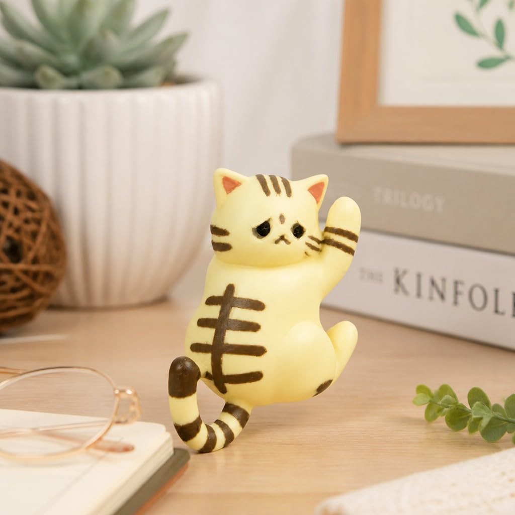 Cute Hanging Cat Figurine – Black Cat, Miniature Animal Figure for Home & Wall Decor, Kawaii Gift for Cat Lovers, Funny Home Office Decor
