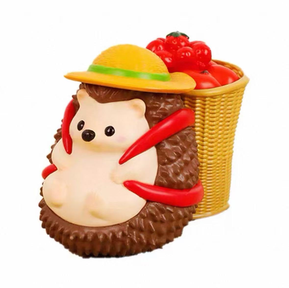 Cute Farmhouse Hedgehog Pen Holder – Dark Brown Figurine, Collectible Gift for Home Office, Multi-Functional Pen Holder for Office & Home Decor