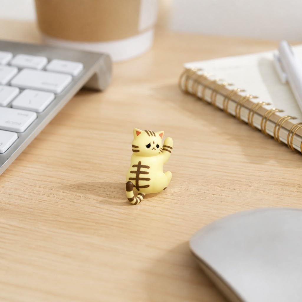Cute Hanging Cat Figurine – Black Cat, Miniature Animal Figure for Home & Wall Decor, Kawaii Gift for Cat Lovers, Funny Home Office Decor