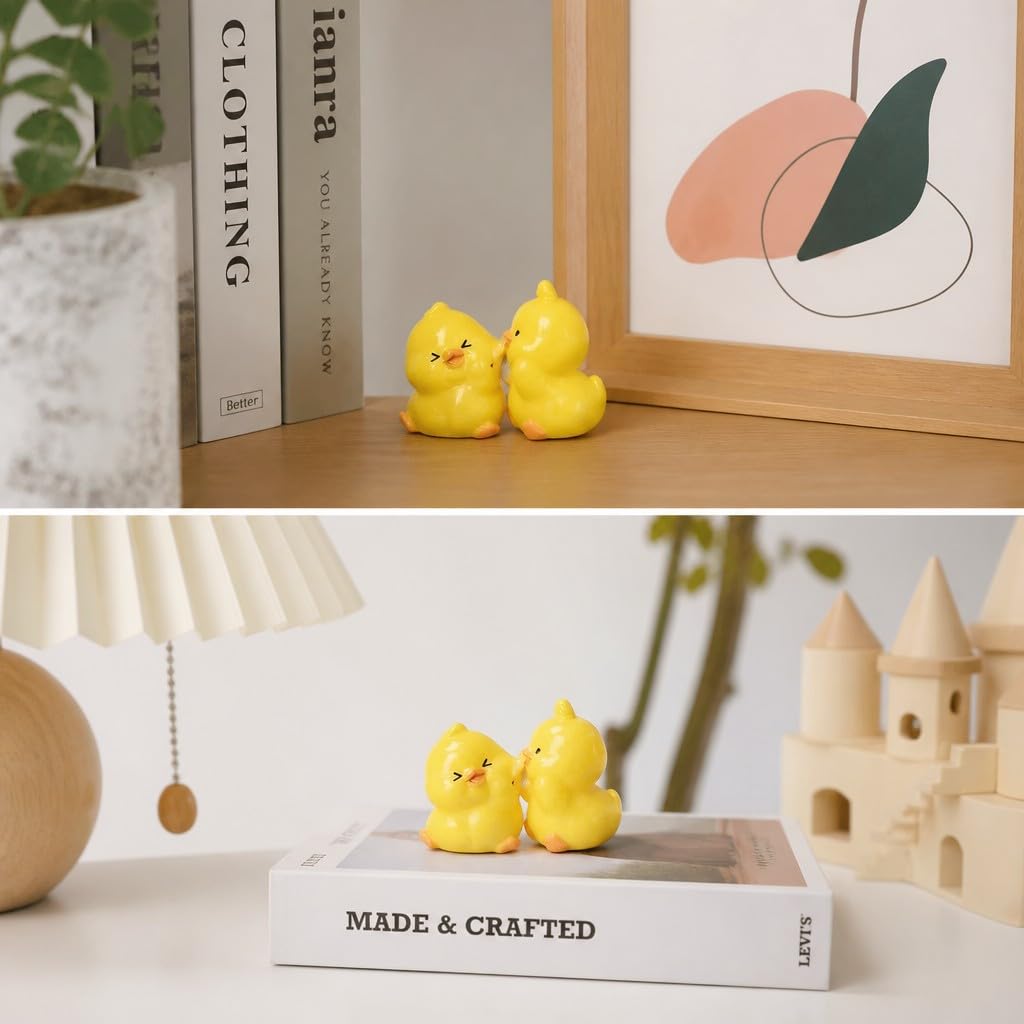 8PCS Kawaii Animal Animal Couples Figurines Set of 8 – Frog, Rabbit, Puppy, Duckling Pair Mini Figures, Cute Collectible Figurines Playset for Desk Decor & Party Favors