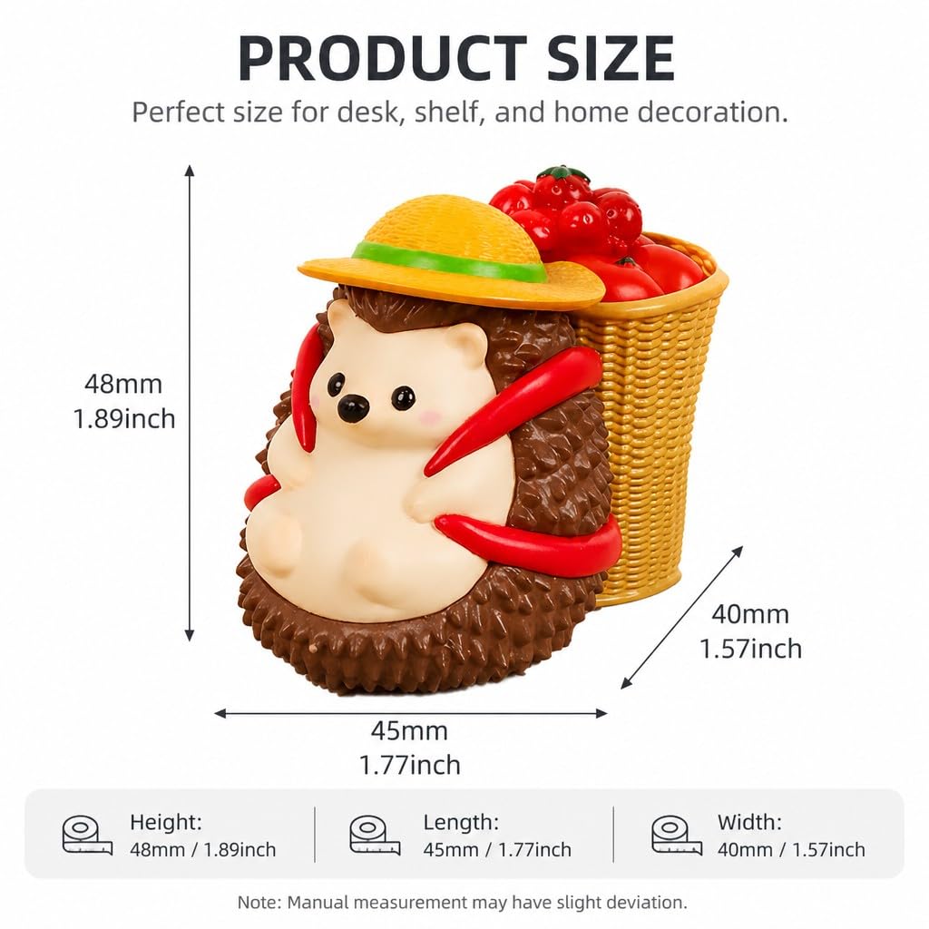 Cute Farmhouse Hedgehog Pen Holder – Dark Brown Figurine, Collectible Gift for Home Office, Multi-Functional Pen Holder for Office & Home Decor