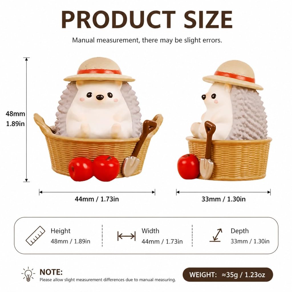 Cute Farmhouse Hedgehog Pen Holder – Dark Brown Figurine, Collectible Gift for Home Office, Multi-Functional Pen Holder for Office & Home Decor