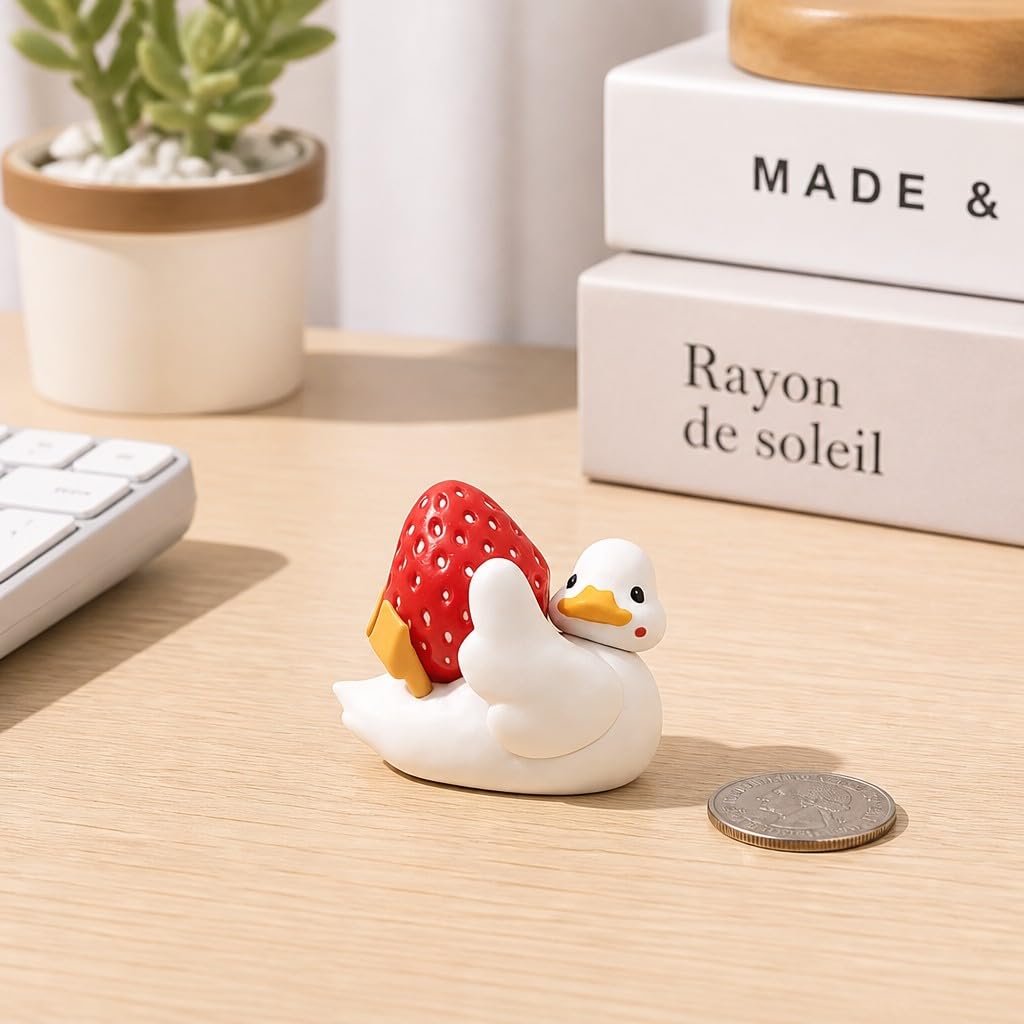 Cream Soda Duck Figurine – 2 inch Mini Collectible Dessert Animal, Cute Drink Decor for Desk, Shelf, Office, Kawaii Gift for Duck & Sweet Lovers