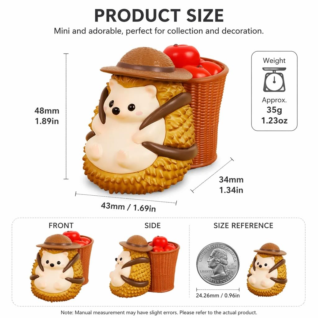 Cute Farmhouse Hedgehog Pen Holder – Dark Brown Figurine, Collectible Gift for Home Office, Multi-Functional Pen Holder for Office & Home Decor