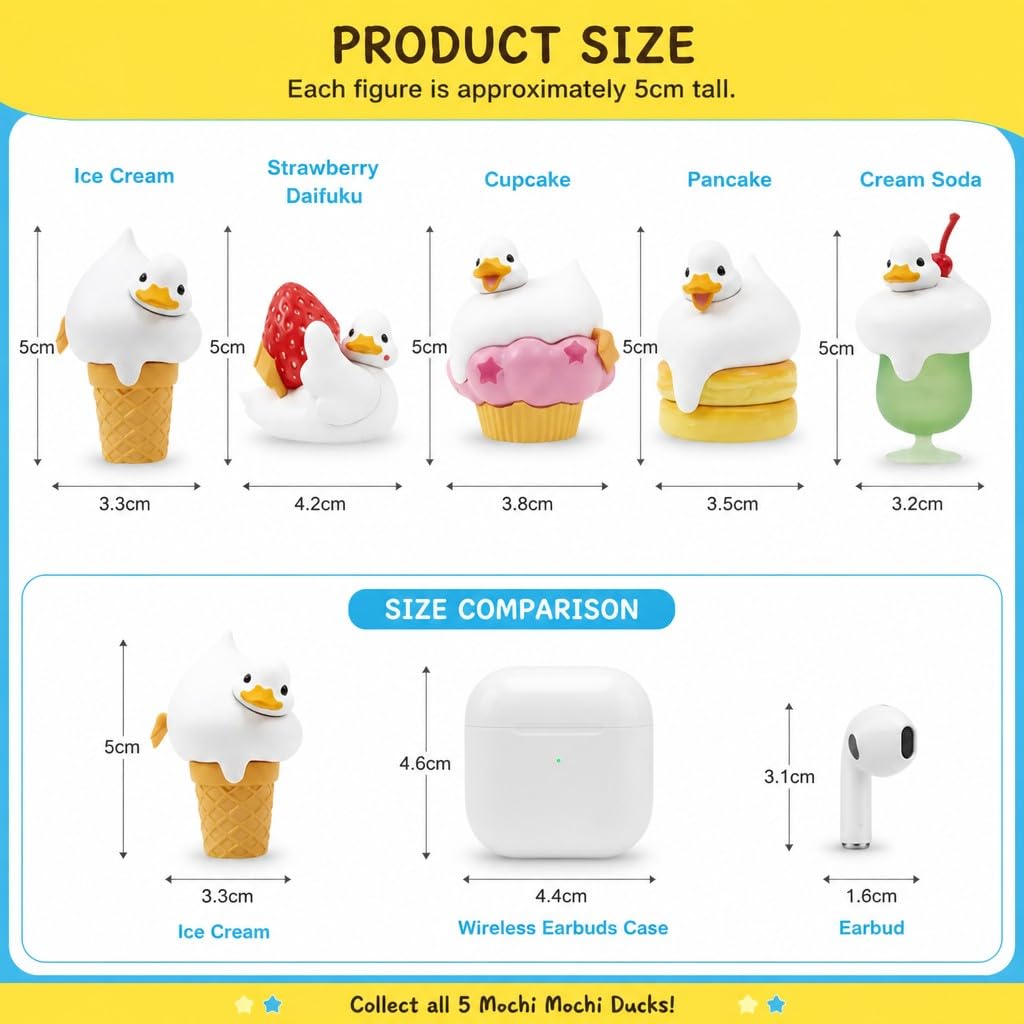 Cream Soda Duck Figurine – 2 inch Mini Collectible Dessert Animal, Cute Drink Decor for Desk, Shelf, Office, Kawaii Gift for Duck & Sweet Lovers