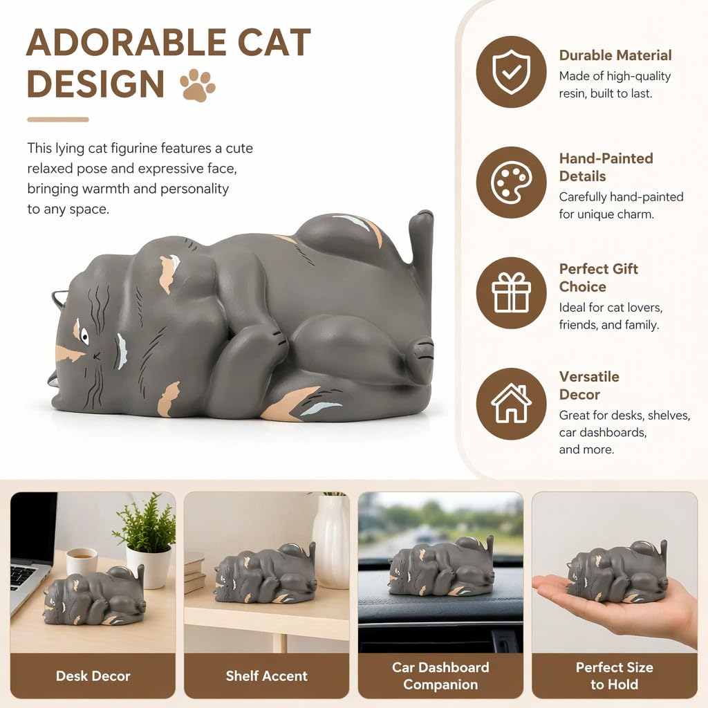 Cute Geometric Right-Angle Cat Figurine – Black Cat Figurine Set, Kawaii Corner Cat Style Collectible Mini Figures, Desk Decorative Ornaments, for Cat Lovers