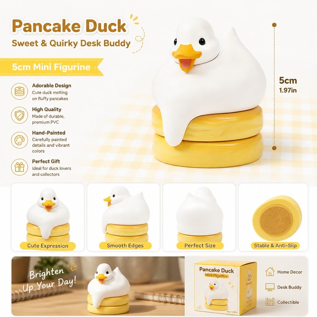 Cream Soda Duck Figurine – 2 inch Mini Collectible Dessert Animal, Cute Drink Decor for Desk, Shelf, Office, Kawaii Gift for Duck & Sweet Lovers