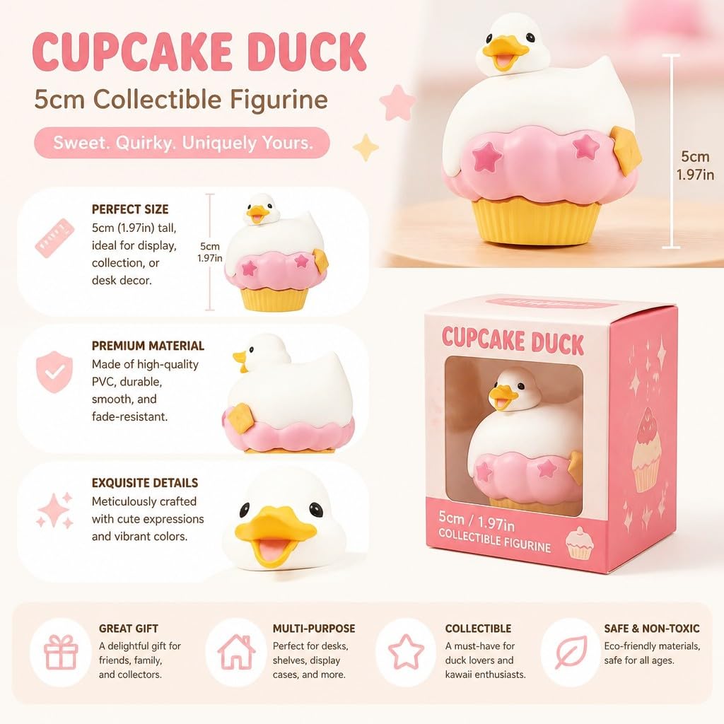 Cream Soda Duck Figurine – 2 inch Mini Collectible Dessert Animal, Cute Drink Decor for Desk, Shelf, Office, Kawaii Gift for Duck & Sweet Lovers