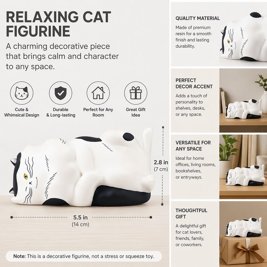 Cute Geometric Right-Angle Cat Figurine – Black Cat Figurine Set, Kawaii Corner Cat Style Collectible Mini Figures, Desk Decorative Ornaments, for Cat Lovers