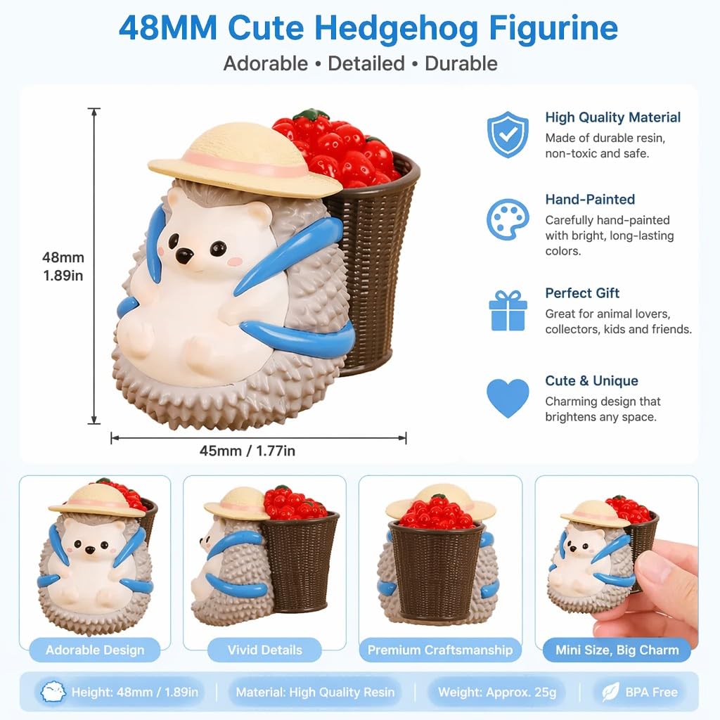 Cute Farmhouse Hedgehog Pen Holder – Dark Brown Figurine, Collectible Gift for Home Office, Multi-Functional Pen Holder for Office & Home Decor