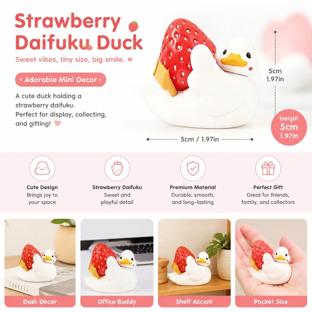 Cream Soda Duck Figurine – 2 inch Mini Collectible Dessert Animal, Cute Drink Decor for Desk, Shelf, Office, Kawaii Gift for Duck & Sweet Lovers