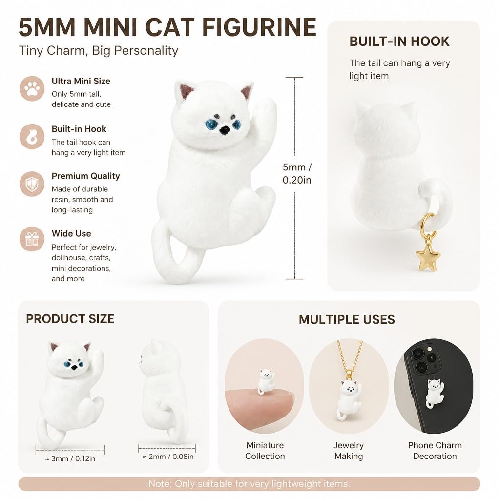 Cute Hanging Cat Figurine – Black Cat, Miniature Animal Figure for Home & Wall Decor, Kawaii Gift for Cat Lovers, Funny Home Office Decor