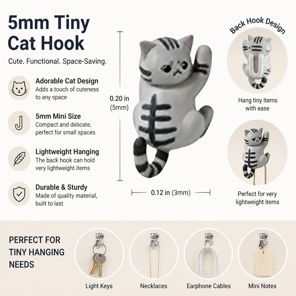 Cute Hanging Cat Figurine – Black Cat, Miniature Animal Figure for Home & Wall Decor, Kawaii Gift for Cat Lovers, Funny Home Office Decor